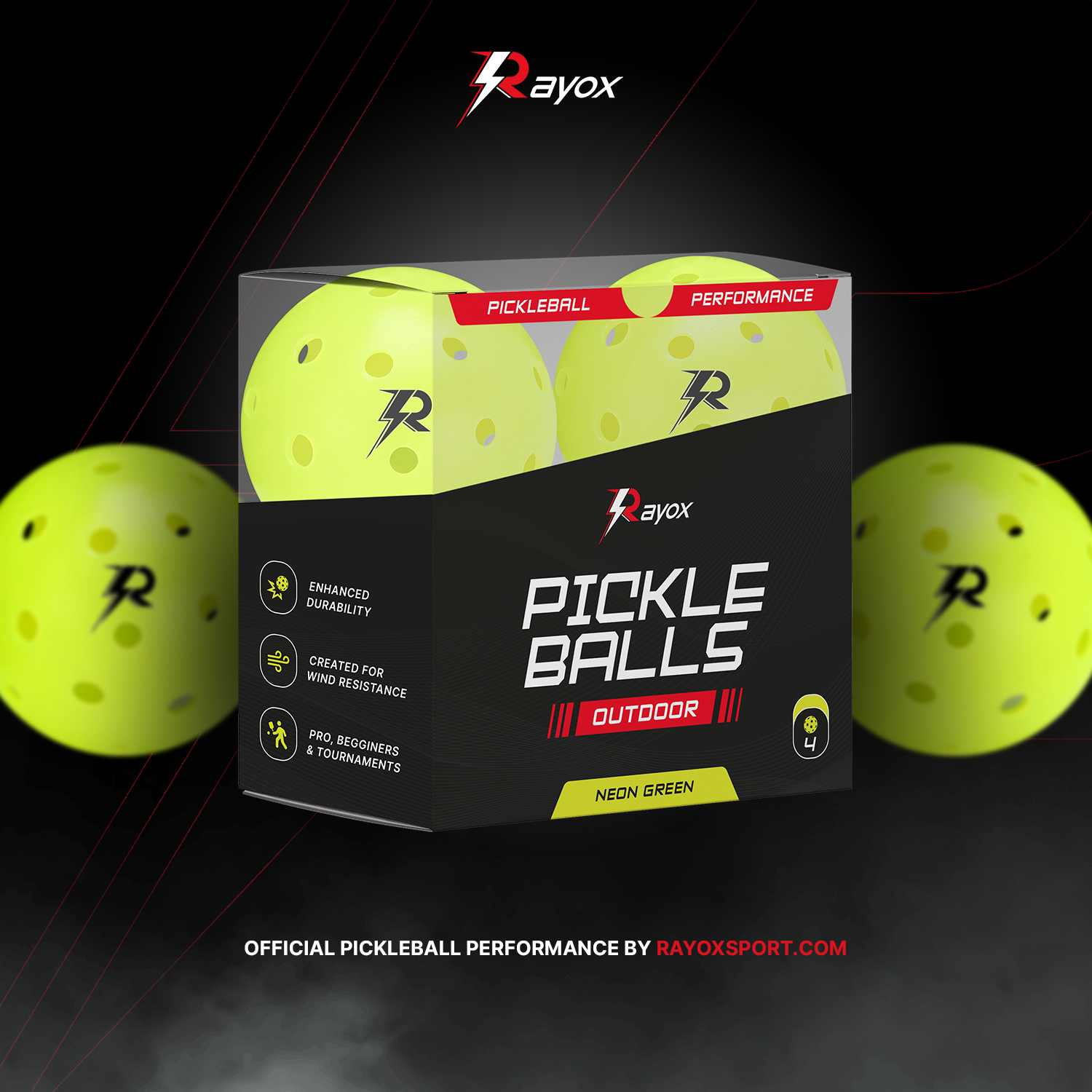 Pack 4 balls Rayox yellow